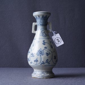 Een Chinese blauw-witte vaas met lotusslingers, Yuan — foto 28
