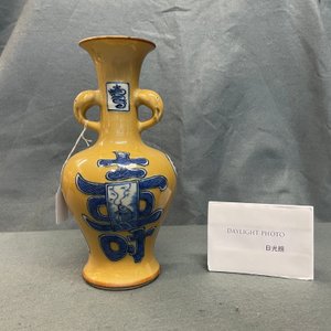 Een Chinese blauw-witte vaas met zeemleer fondkleur, Jiajing merk, Kangxi — foto 19