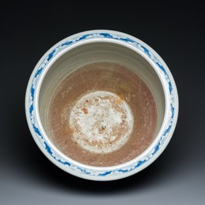 Een Chinese blauw-witte vissenkom met medaillons op een fond van prunusbloemen, 19e eeuw — foto 6
