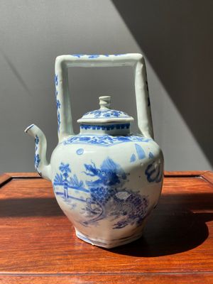 Een Chinese blauw-witte wijnkan met kylins, Transitie periode — foto 1