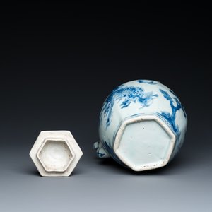 Een Chinese blauw-witte wijnkan met kylins, Transitie periode — foto 7