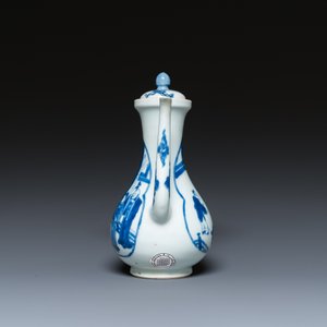 Een Chinese blauw-witte 'Xi Xiang Ji' dekselkan, Xuande merk, Kangxi — foto 3