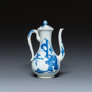 Een Chinese blauw-witte 'Xi Xiang Ji' dekselkan, Xuande merk, Kangxi — foto 4