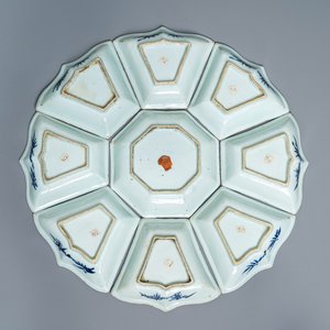Een Chinese blauw-witte zoetvleesset of rijsttafel met landschapsdecor, 18/19e eeuw — foto 2