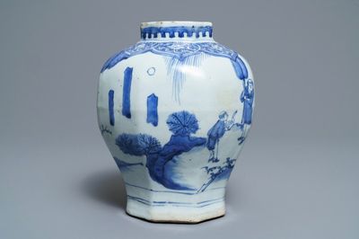 Een Chinese blauwwitte balustervaas, Transitie periode