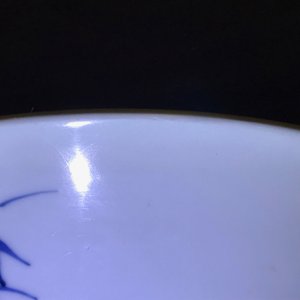 Een Chinese blauwwitte 'bianco sopra bianco' yenyen vaas met vogels bij bloesems, Kangxi — foto 14