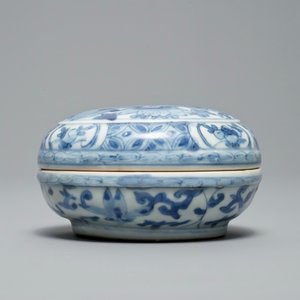 Een Chinese blauwwitte dekseldoos met een boeddhistische leeuw, Wanli — foto 4