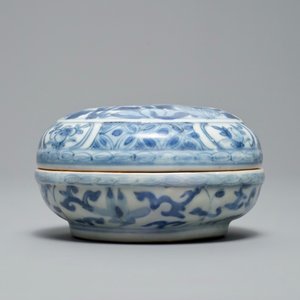 Een Chinese blauwwitte dekseldoos met een boeddhistische leeuw, Wanli — foto 5