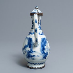 Een Chinese blauwwitte dekselkan met zilveren montuur, Transitie periode — foto 5