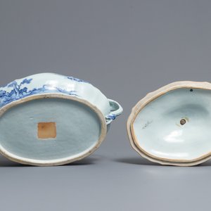Een Chinese blauwwitte dekselterrine met landschapsdecor, Qianlong — foto 6
