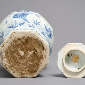 Een Chinese blauwwitte dekselvaas met vogels en bloemen, Transitie periode — foto 6