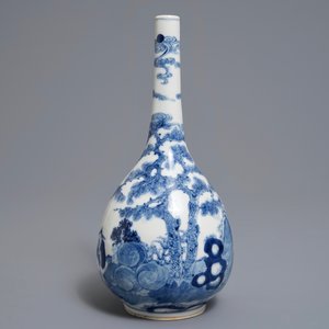 Een Chinese blauwwitte flesvormige vaas met een visser, 19e eeuw — foto 4