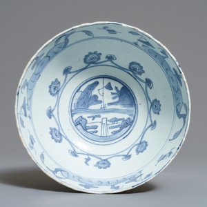 Een Chinese blauwwitte Hatcher Cargo kom, Wanli — foto 6