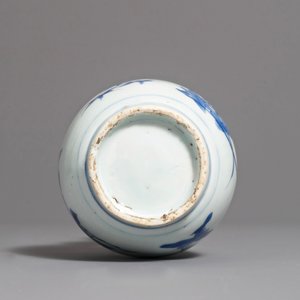 Een Chinese blauwwitte kalebasvaas met floraal decor, Transitie periode — foto 5