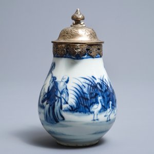 Een Chinese blauwwitte kan met decor naar Cornelis Pronk, 'De parasoldames', Qianlong — foto 3