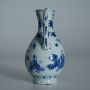 Een Chinese blauwwitte kan met figuren in een landschap, Transitie periode — foto 11