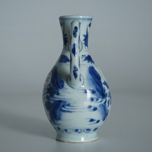 Een Chinese blauwwitte kan met figuren in een landschap, Transitie periode — foto 9