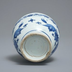 Een Chinese blauwwitte kan met landschapsdecor, Transitie periode — foto 6