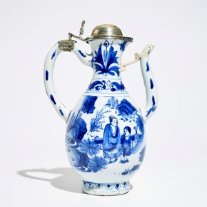 Een Chinese blauwwitte kan met zilveren montuur, Transitie periode — foto 3