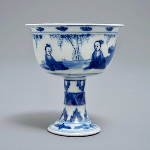 Een Chinese blauwwitte kom op voet, Chongzhen — foto 4