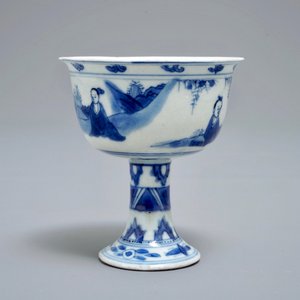 Een Chinese blauwwitte kom op voet, Chongzhen — foto 5