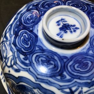 Een Chinese blauwwitte kraakporseleinen dekselkom, Wanli, en een florale kom, Kangxi — foto 19