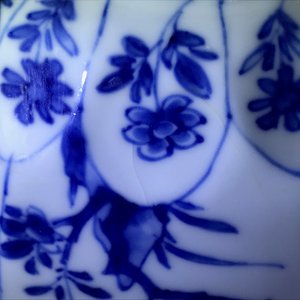 Een Chinese blauwwitte octagonale kom met floraal decor, Kangxi — foto 23