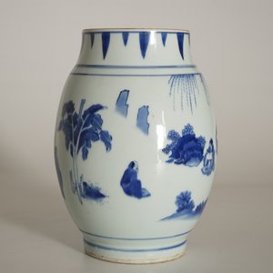 Een Chinese blauwwitte olijfvormige vaas, Chongzhen, Transitie periode — foto 8