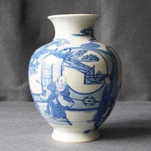 Een Chinese blauwwitte 'Romance of the Western chamber' vaas, 19e eeuw — foto 7