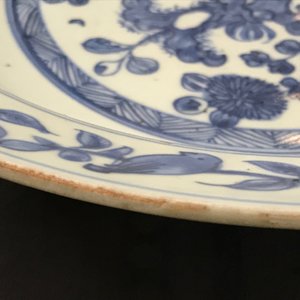 Een Chinese blauwwitte schotel met floraal decor, Jiajing — foto 8