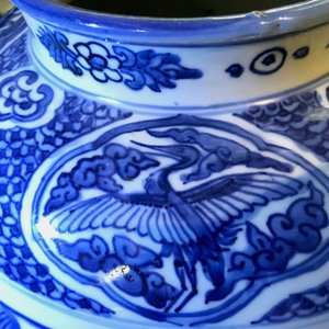 Een Chinese blauwwitte vaas met boeddhistische leeuwen en pioenen, Ming, Wanli — foto 17