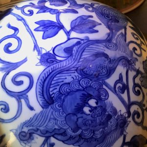 Een Chinese blauwwitte vaas met boeddhistische leeuwen en pioenen, Ming, Wanli — foto 26