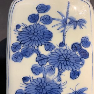 Een Chinese blauwwitte vierkante fles, Wanli, en een dekselvaas, Kangxi — foto 15