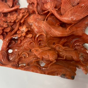 Een Chinese bloedkoralen groep met Guanyin, 19/20e eeuw — foto 22