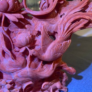 Een Chinese bloedkoralen groep met Guanyin, 19/20e eeuw — foto 34