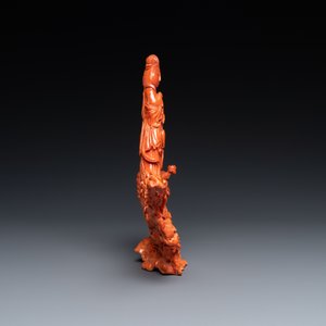 Een Chinese bloedkoralen groep met Guanyin, 19/20e eeuw — foto 4