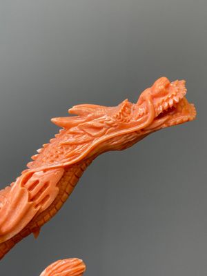 Een Chinese bloedkoralen sculptuur van een staande Bodhisattva met twee draken, 19/20e eeuw — foto 6