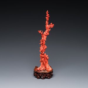 Een Chinese bloedkoralen sculptuur van Xiwangmu op een rots, 19/20e eeuw — foto 5