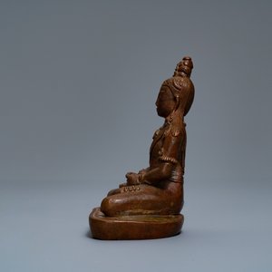 Een Chinese bronzen figuur van Boeddha Amithayus, 17/18e eeuw — foto 2