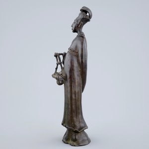 Een Chinese bronzen figuur van een dame met bloemenmand, 18/19e eeuw — foto 5