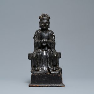 Een Chinese bronzen figuur van Wenchang Wang met inscriptie, Ming — foto 2