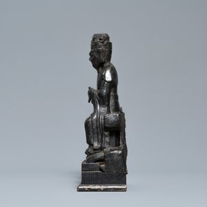 Een Chinese bronzen figuur van Wenchang Wang met inscriptie, Ming — foto 5