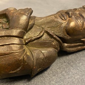 Een Chinese bronzen figuur van Wenchang Wang met inscriptie, Qing — foto 13