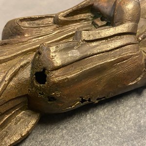 Een Chinese bronzen figuur van Wenchang Wang met inscriptie, Qing — foto 14