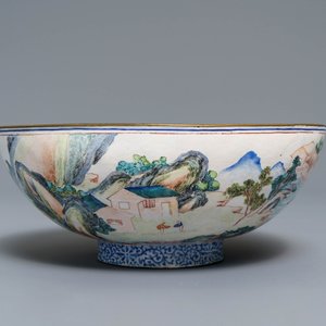 Een Chinese Canton email kom met fijn landschapsdecor, Yongzheng — foto 2