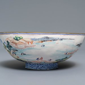 Een Chinese Canton email kom met fijn landschapsdecor, Yongzheng — foto 3
