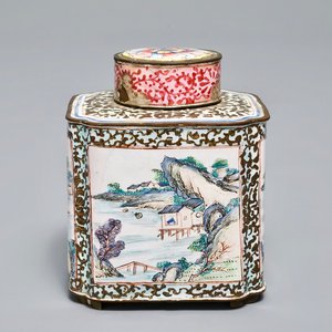 Een Chinese Canton email theebus met deksel, Qianlong — foto 1