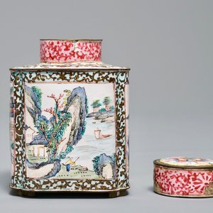 Een Chinese Canton email theebus met deksel, Qianlong — foto 6