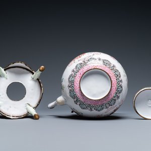 Een Chinese Canton email theepot op komfoor, Qianlong — foto 7