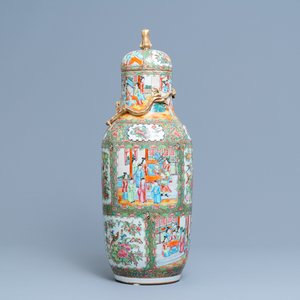Een Chinese Canton famille rose dekselvaas, 19e eeuw — foto 3